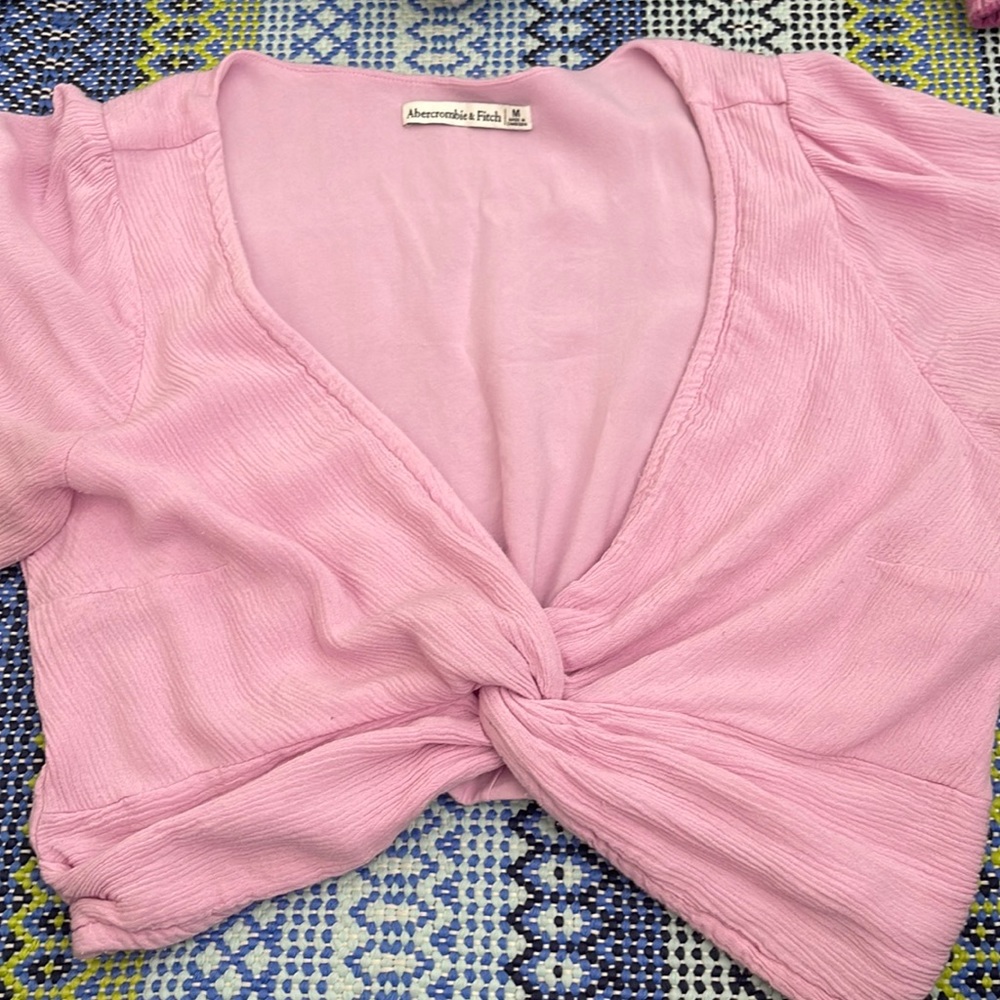 Pink short sleeve crop top from Abercrombie